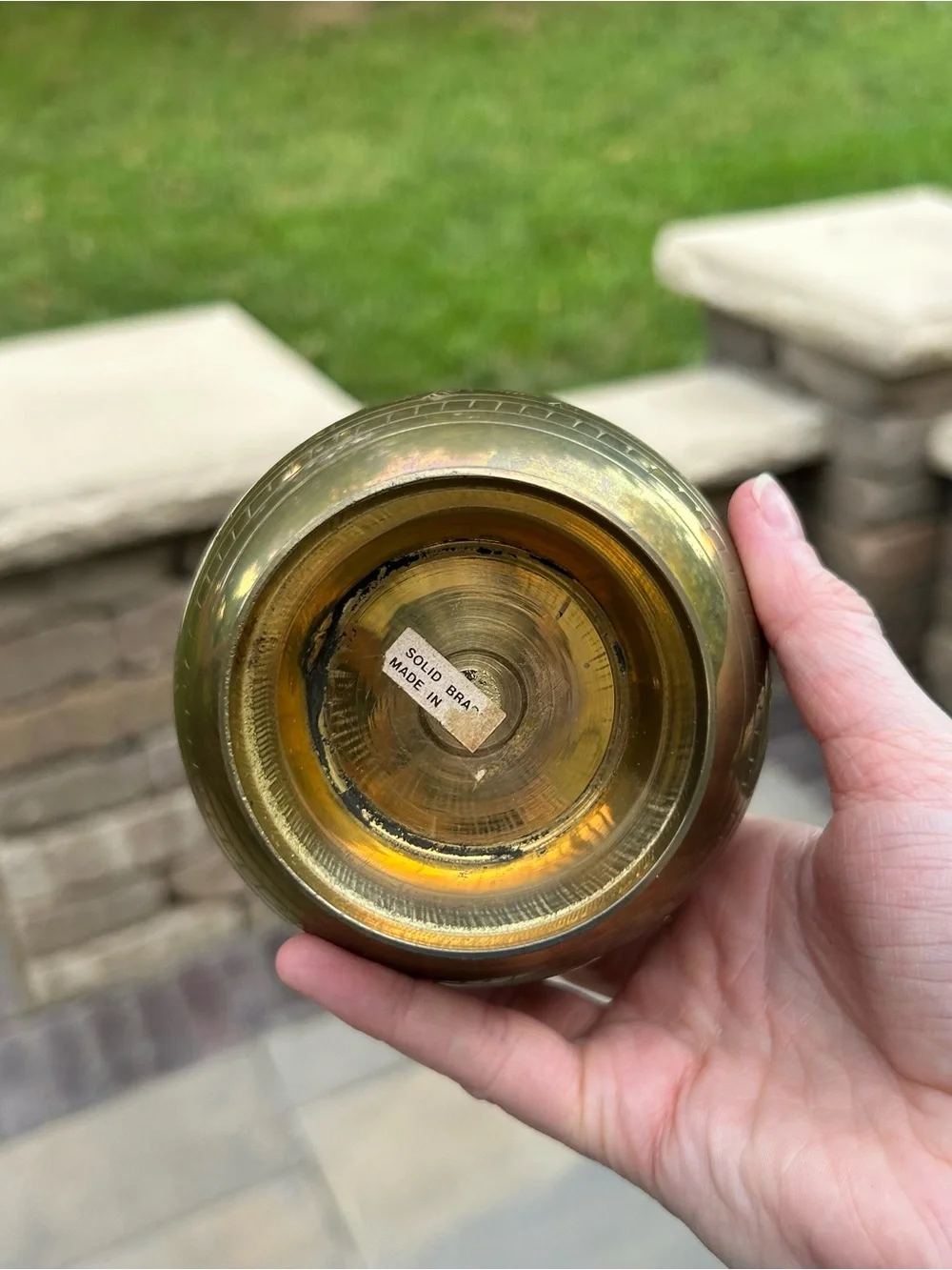 Vintage Engraved Solid Brass Vase